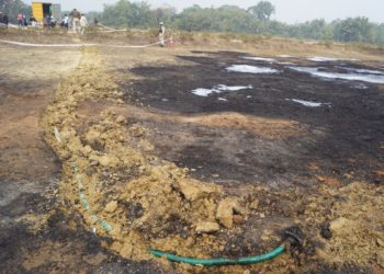 যোৰহাটৰ অ’এনজিচিৰ খাৰুৱা তেলৰ পাইপলাইনত অগ্নিকাণ্ড