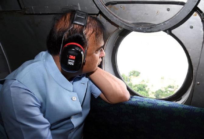 Assam flood situation grim, CM makes aerial survey of severely affected Silchar town: 1 Assam flood situation grim, CM makes aerial survey of severely affected Silchar town: