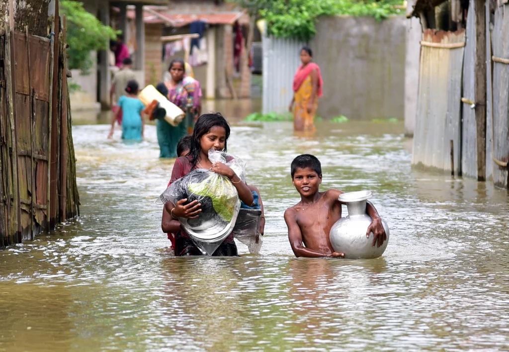 Flood condition  in Assam