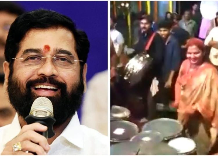 মুখ্যমন্ত্রী হৈ ঘৰলৈ উভতা একনাথ শিন্দেক ড্রাম বজাই স্বাগতম জনালে পত্নীয়ে: