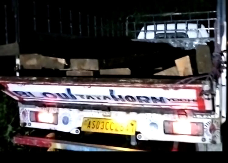 Seized valuable smuggled timber I বোকাখাতত চোৰাং কাঠ ভৰ্তি গাড়ী জব্দ