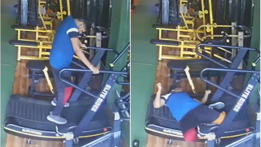 Young Man On Treadmill Suddenly Collapses 