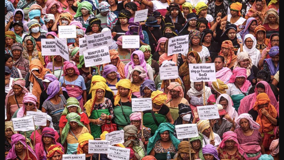 Protestors in Manipur 