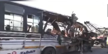 At least 12 people were killed in Golaghat, Assam, in a crash involving a bus and a truck.