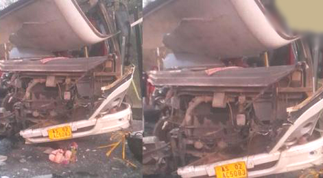 At least 16 people were killed in Golaghat, Assam, in a crash involving a bus and a truck.